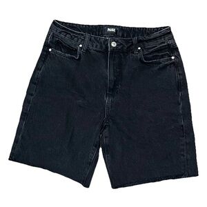 PAIGE Sammy Short Raw Hem Distressed Black Bermuda Shorts